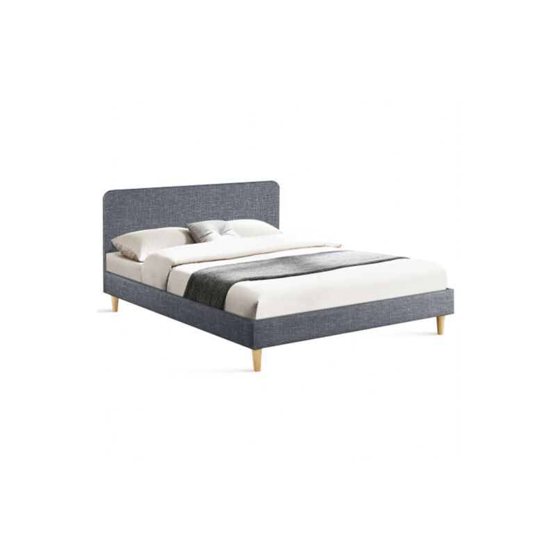 Lit double scandinave BALTA 140 x 190 CM tissu gris anthracite - Gris