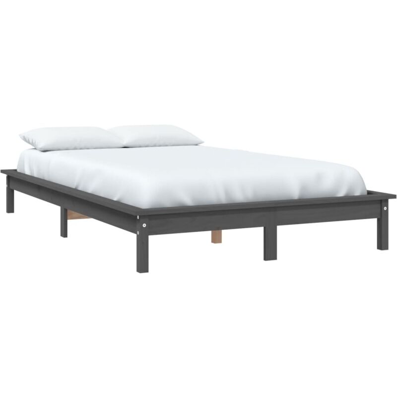 Jinlefu - Cadre de lit sans matelas gris 140x200 cm bois massif vidaXL