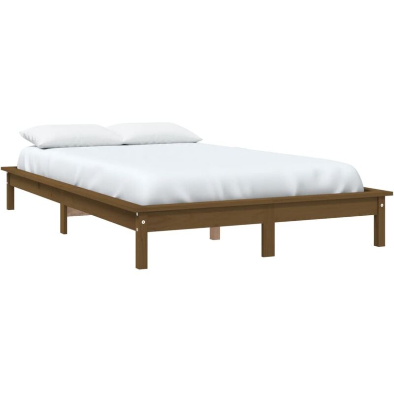 Jinlefu - vidaXL Cadre de lit Marron miel 140x190 cm Bois de pin massif