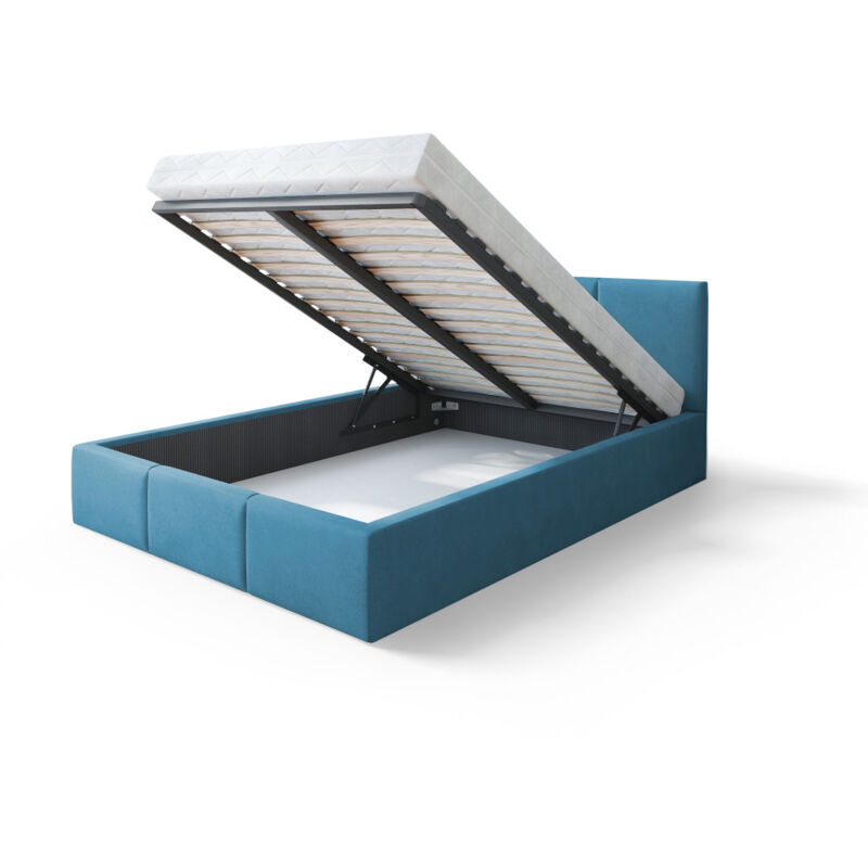 Kids Literie - Lit Double Tesia 140x190 + Coffre - Sommier inclus Azur