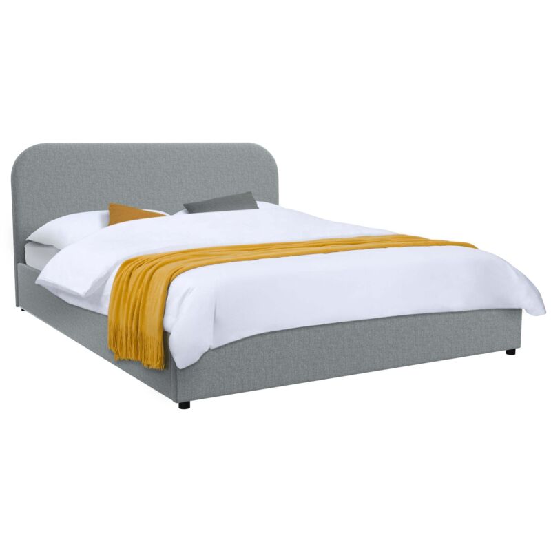 Lit double 140x190 cm avec coffre en tissu gris - tilly