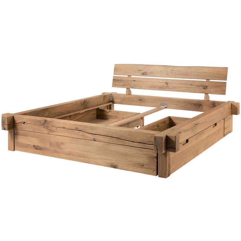 Massivmoebel24 - Lit double avec tiroirs 180x200 Chêne sauvage huilé Bianco jangali 201