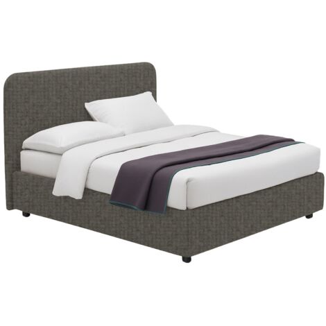 Lit Double Wigan, Déhoussable, Coffre Made in Italy, Gris Taupe