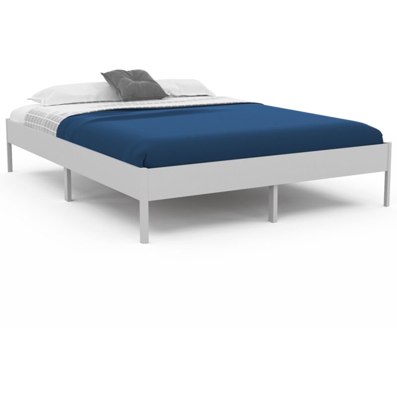 Cadre de lit double YAKUTA avec sommier 140 x 190 cm blanc