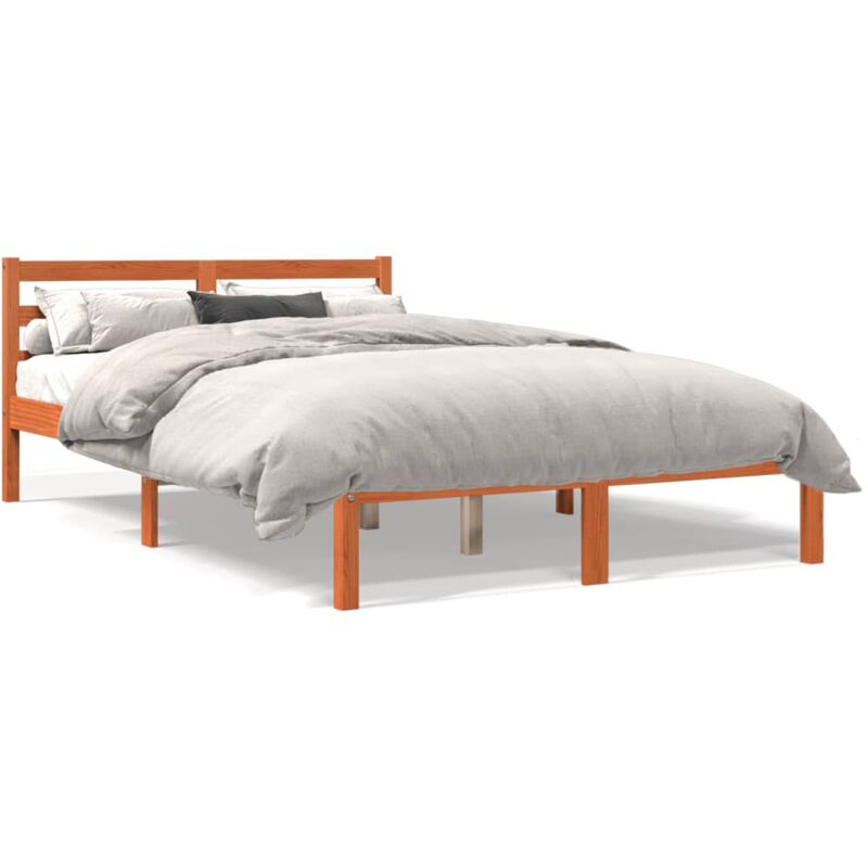 Ityhome - Cadre de lit sans matelas cire marron 120x200cm bois pin massif