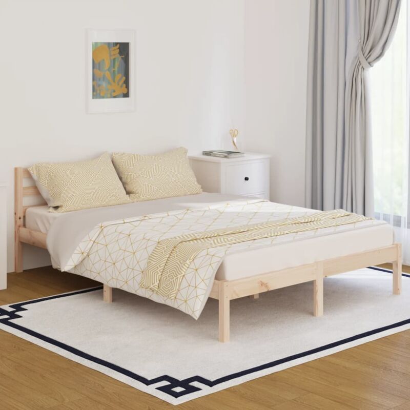 Ityhome - Cadre de lit sans matelas bois massif de pin 140x200 cm vidaXL