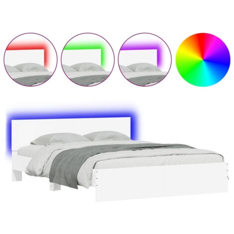 Lit double，Lit adulte，Cadre de lit avec LED sans matelas blanc 160x200 cm CFW8548070