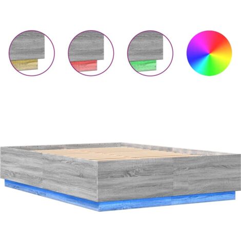 Lit double,Lit adulte,Cadre de lit avec LED sans matelas sonoma gris 160x200 cm CFW3538893