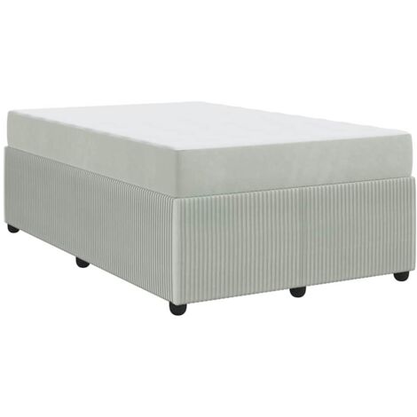 Lit double，Lit adulte，Cadre de lit avec matelas Gris clair 120 x 190 cm Velours CFW2712880