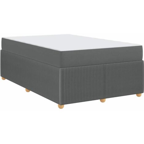 Lit double，Lit adulte，Cadre de lit avec matelas Gris foncé 120 x 190 cm tissu CFW1568122