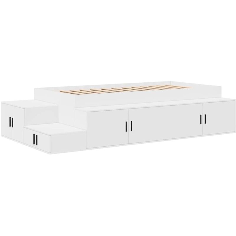 Lit double，Lit adulte，Cadre de lit avec rangement Blanc 244 x 127 x 53.5 cm CFW2049168