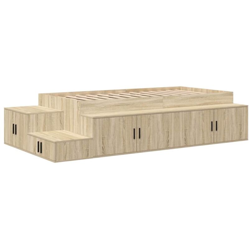 Lit double，Lit adulte，Cadre de lit avec rangement Chêne Sonoma 244 x 127 x 53.5 cm CFW7228916