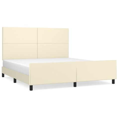 Lit double，Lit adulte，Cadre de lit avec tête de lit Crème 160x200 cm Similicuir CFW3958400