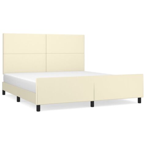 Lit double，Lit adulte，Cadre de lit avec tête de lit Crème 180x200 cm Similicuir CFW2355444