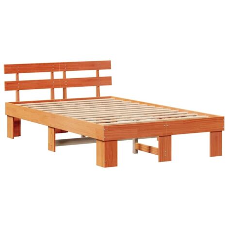 Lit double，Lit adulte，Cadre de lit avec tête de lit Marron 120 x 190 cm CFW2381029