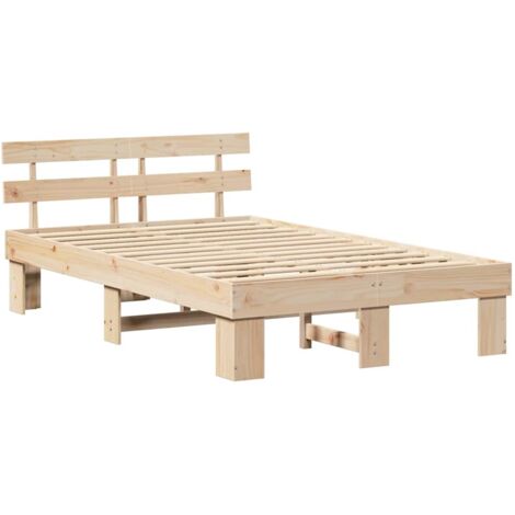 Lit double，Lit adulte，Cadre de lit avec tête de lit Marron 120 x 190 cm CFW8280145