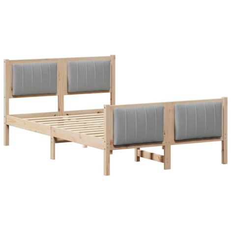 Lit double，Lit adulte，Cadre de lit avec tête de lit Marron et gris clair 120 x 190 cm CFW673288
