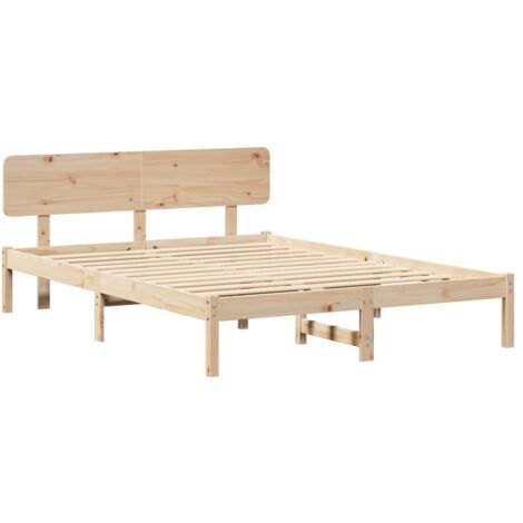 Lit double，Lit adulte，Cadre de lit avec tête de lit Naturel 140 x 200 cm CFW5989817