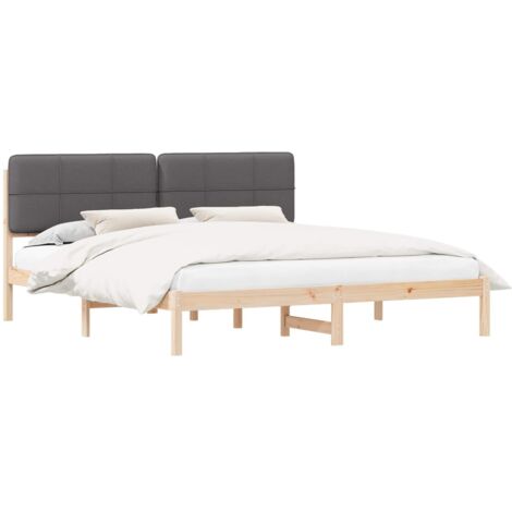 Lit double，Lit adulte，Cadre de lit avec tête de lit rembourrée Gris foncé CFW787114