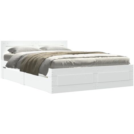 Lit double，Lit adulte，Cadre de lit avec tête de lit sans matelas blanc 120x190 cm CFW2285888
