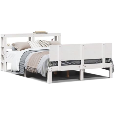 Lit double，Lit adulte，Cadre de lit avec tête de lit sans matelas blanc 120x190 cm CFW4638007