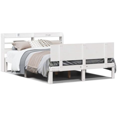 Lit double，Lit adulte，Cadre de lit avec tête de lit sans matelas blanc 120x190 cm CFW6451893