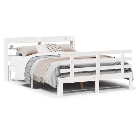 Lit double，Lit adulte，Cadre de lit avec tête de lit sans matelas blanc 120x190 cm CFW9608757