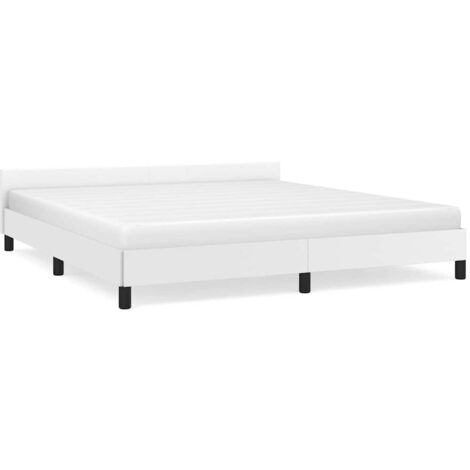 Lit double，Lit adulte，Cadre de lit avec tête de lit sans matelas blanc 160x200 cm CFW7788531
