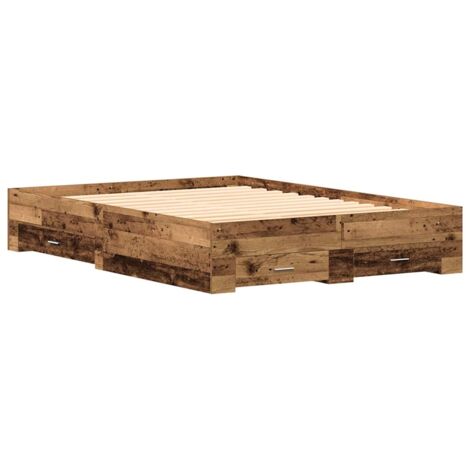 Lit double,Lit adulte,Cadre de lit avec tiroirs avec tiroir Bois ancien 135 x 190 cm CFW6409359