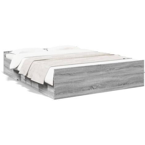 Lit double，Lit adulte，Cadre de lit avec tiroirs sans matelas sonoma gris 150x200 cm CFW7150348