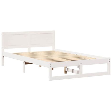 Lit double，Lit adulte，Cadre de lit Blanc 120 x 190 cm Bois de pin massif CFW7132936