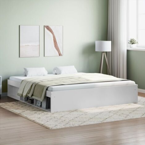 Lit double，Lit adulte，Cadre de lit blanc 180x200 cm super king333292