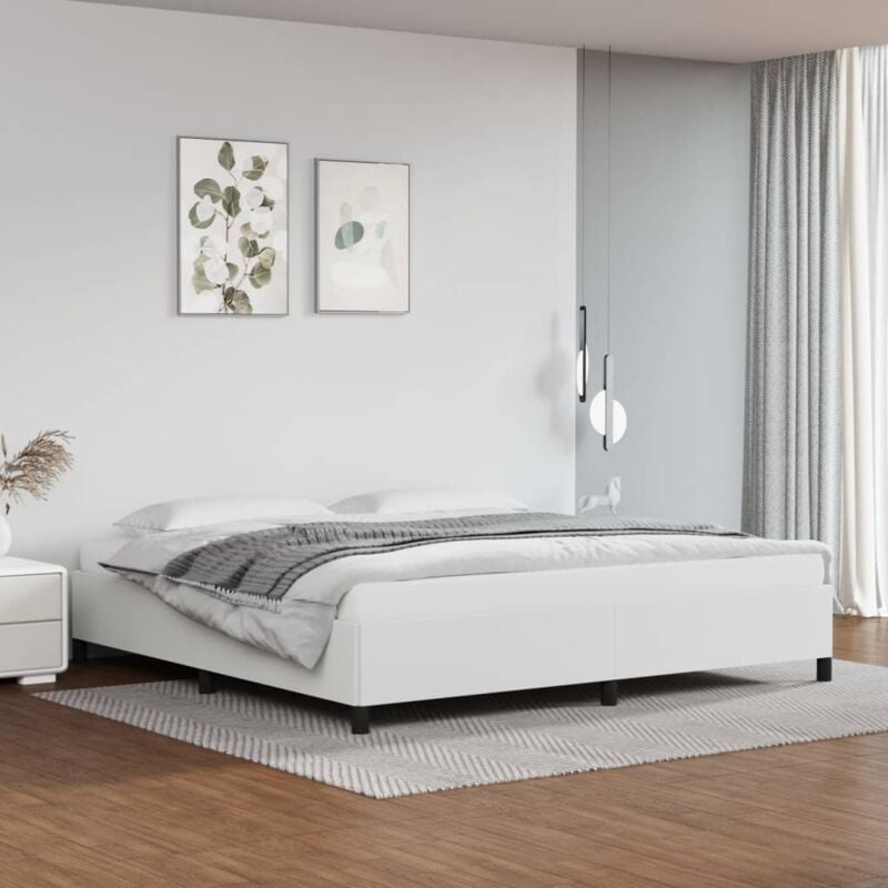 Lit double，Lit adulte，Cadre de lit Blanc 200x200 cm Similicuir231496 CFW263075
