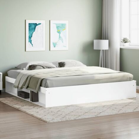 Lit double，Lit adulte，Cadre de lit blanc 200x200 cm905879