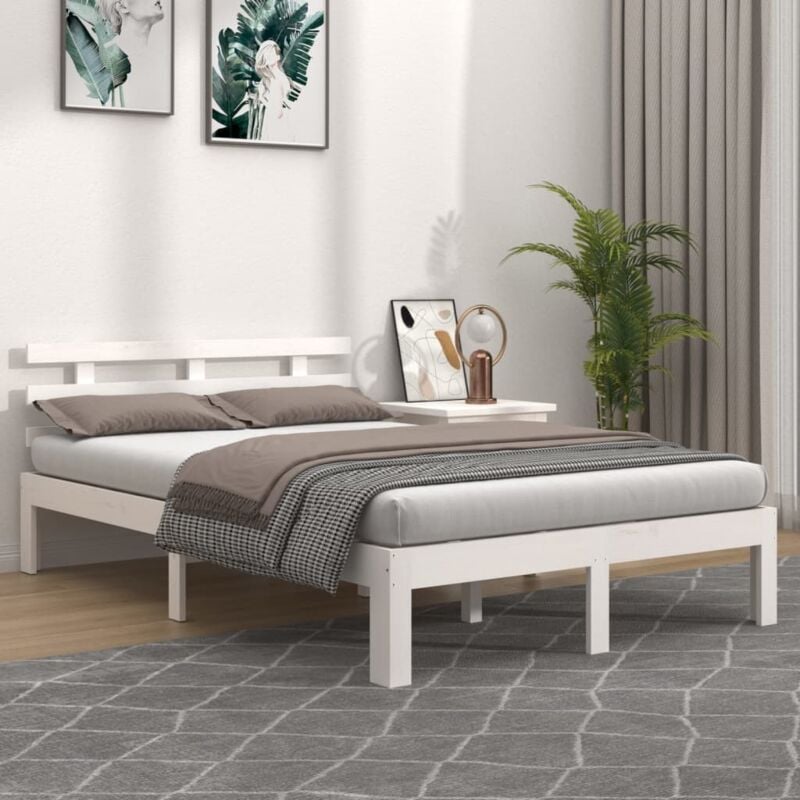 Design In - Lit double,Lit adulte,Cadre de lit Blanc Bois massif 160x200 cm928147