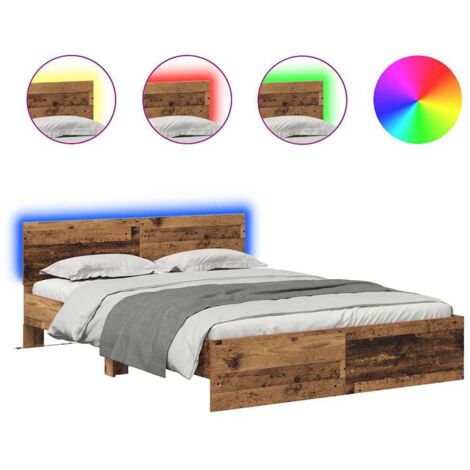 Lit double，Lit adulte，Cadre de lit Bois Ancien 140 x 200 cm Bois d'ingénierie CFW365916