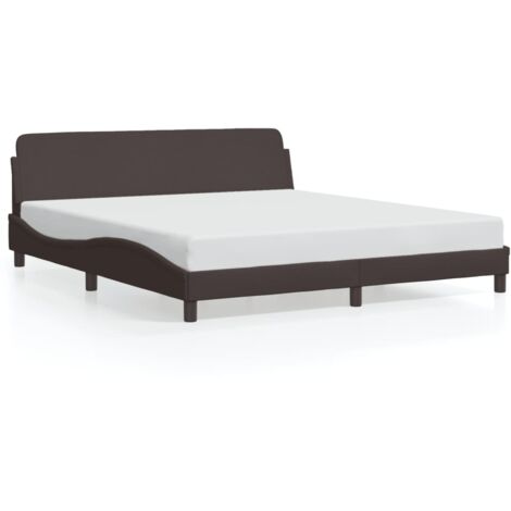 Lit double，Lit adulte，Cadre de lit Dover marron foncé 160x200 cm tissu CFW7333985
