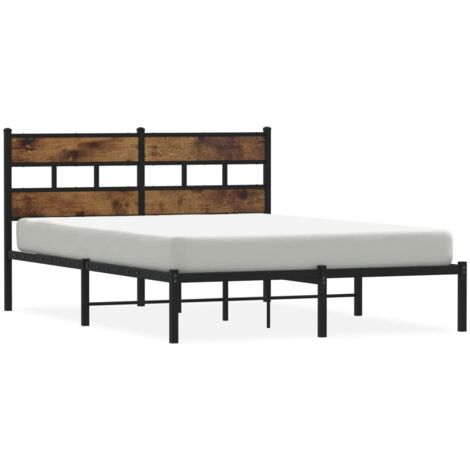 Lit double，Lit adulte，Cadre de lit en métal sans matelas chêne fumé 160x200 cm CFW2118861