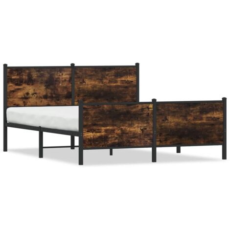 Lit double,Lit adulte,Cadre de lit en métal sans matelas chêne fumé 160x200 cm CFW4202529
