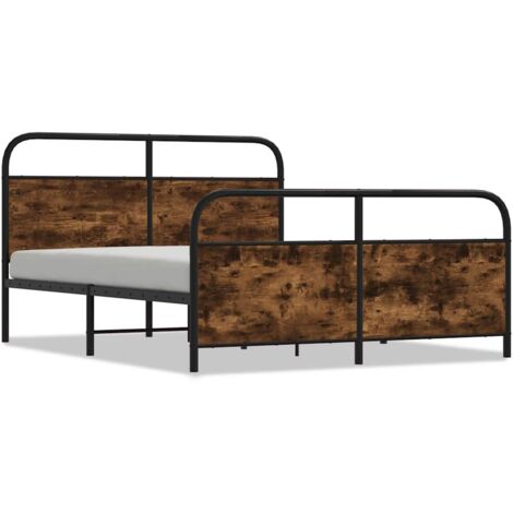 Lit double,Lit adulte,Cadre de lit en métal sans matelas chêne fumé 160x200 cm CFW9231855