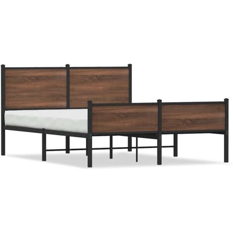 Lit double，Lit adulte，Cadre de lit en métal sans matelas chêne marron 150x200 cm CFW1823801