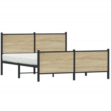 Lit double,Lit adulte,Cadre de lit en métal sans matelas chêne sonoma 140x190 cm CFW3631598