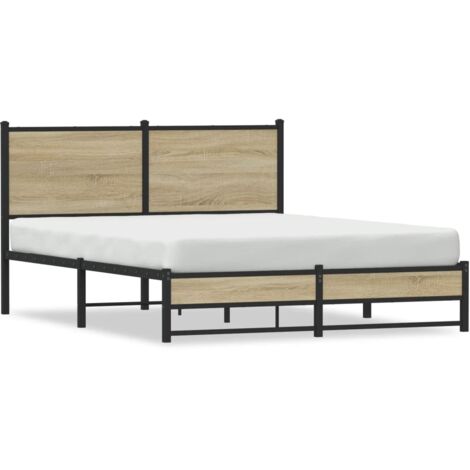 Lit double，Lit adulte，Cadre de lit en métal sans matelas chêne sonoma 150x200 cm CFW6718713