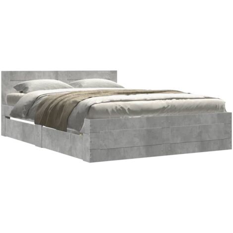 Lit double，Lit adulte，Cadre de lit et tête de lit sans matelas gris béton 120x190 cm CFW9516193