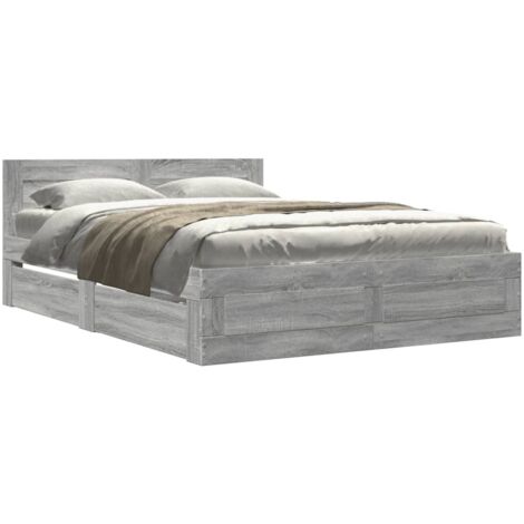 Lit double，Lit adulte，Cadre de lit et tête de lit sans matelas sonoma gris 120x190 cm CFW3214543
