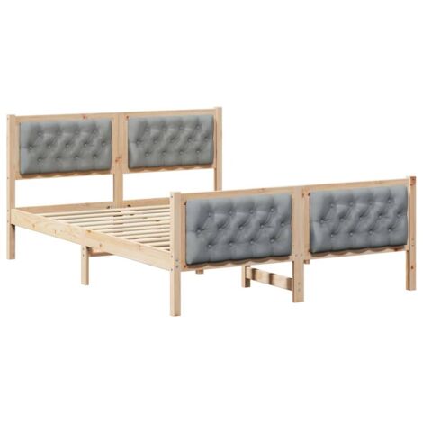 Lit double，Lit adulte，Cadre de lit Gris clair 140 x 200 cm Pin massif CFW332522