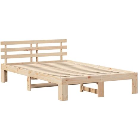 Lit double，Lit adulte，Cadre de lit Marron 120 x 190 cm Bois de pin massif CFW4542359