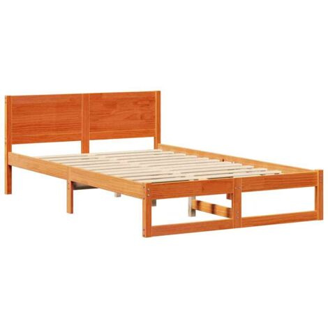 Lit double，Lit adulte，Cadre de lit Marron 120 x 190 cm Bois de pin massif CFW7669682