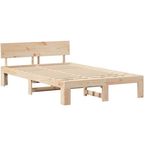 Lit double，Lit adulte，Cadre de lit Marron 120 x 190 cm Bois de pin massif CFW8278667