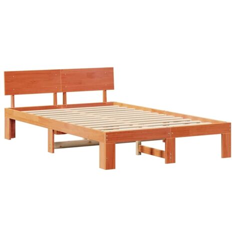 Lit double，Lit adulte，Cadre de lit Marron 120 x 190 cm Bois de pin massif CFW9068657